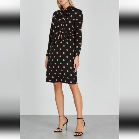 Tory Burch Dresses & Skirts - Tory Burch Black Polka-Dot Silk Crepe De Chine Dress Size 0
